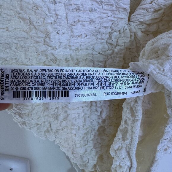 Zara Women's White Textured Corset V-Neck Wired Spaghetti Strap Bodysuit Size L - Picture 7 of 9